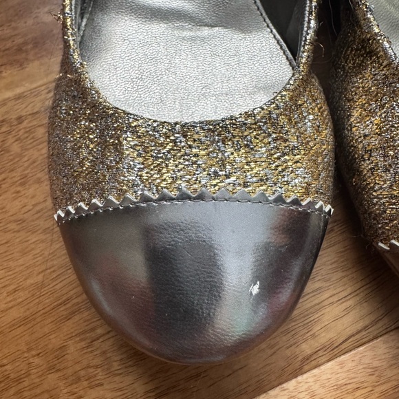 J. Crew Made in Italy Silver and Gold Jacquard Ballet Flats - Picture 2 of 5